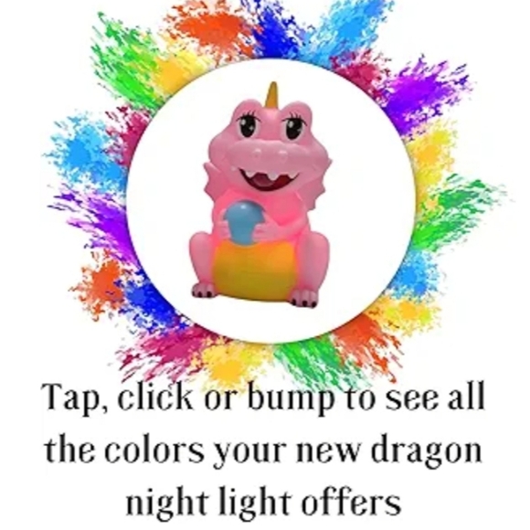 Baby Dragon Nightlight: 7 Colors, Touch or Remote Control by Dreamscape Design - Picture 5 of 7